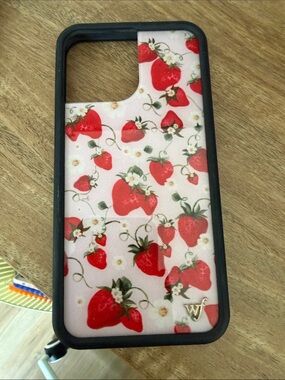 Wildflowers Strawberry Print Phone Case - Pink & Red IPhone 13 PRO MAX
